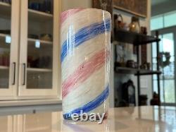 Vintage MCM Murano Fratelli Toso Pink & Blue Aventurine Art Glass Tall Vase