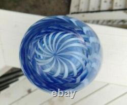 Vintage MCM Murano Italian Art Glass Blues Swirl Vase Heavy