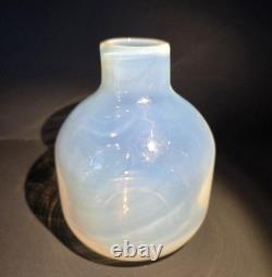 Vintage MCM Murano Pale Blue Opaline Hand Blown Art Glass Vase Italian