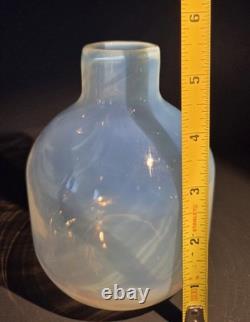 Vintage MCM Murano Pale Blue Opaline Hand Blown Art Glass Vase Italian