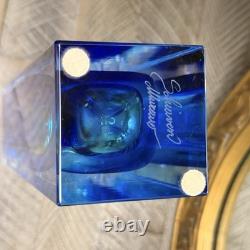 Vintage MCM Schiavon Murano 10 Blue Glass Vase Signed