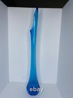 Vintage MCM Tall LE Smith Blue 28.5 Smoothie Swung Vase Stunning piece