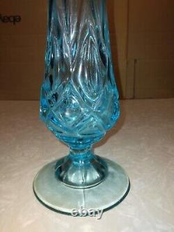 Vintage MCM Viking Spring blue Thousand Eye Ice Blue Swung Vase vtg Epic