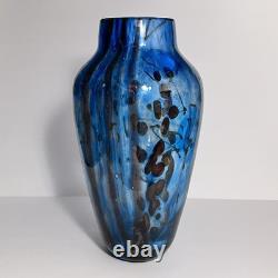 Vintage MICHAEL NOUROT 1980 Art Glass Vase / 11.25 INCHES / Rare STRIPES & SPOTS