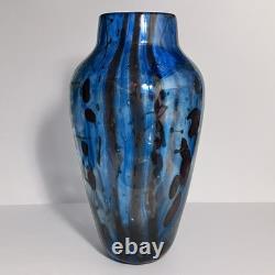 Vintage MICHAEL NOUROT 1980 Art Glass Vase / 11.25 INCHES / Rare STRIPES & SPOTS