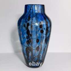 Vintage MICHAEL NOUROT 1980 Art Glass Vase / 11.25 INCHES / Rare STRIPES & SPOTS