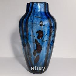 Vintage MICHAEL NOUROT 1980 Art Glass Vase / 11.25 INCHES / Rare STRIPES & SPOTS
