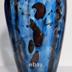 Vintage MICHAEL NOUROT 1980 Art Glass Vase / 11.25 INCHES / Rare STRIPES & SPOTS