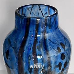 Vintage MICHAEL NOUROT 1980 Art Glass Vase / 11.25 INCHES / Rare STRIPES & SPOTS