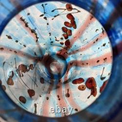 Vintage MICHAEL NOUROT 1980 Art Glass Vase / 11.25 INCHES / Rare STRIPES & SPOTS