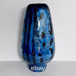 Vintage MICHAEL NOUROT 1980 Art Glass Vase / 11.25 INCHES / Rare STRIPES & SPOTS