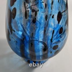 Vintage MICHAEL NOUROT 1980 Art Glass Vase / 11.25 INCHES / Rare STRIPES & SPOTS