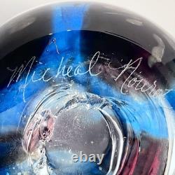 Vintage MICHAEL NOUROT 1980 Art Glass Vase / 11.25 INCHES / Rare STRIPES & SPOTS