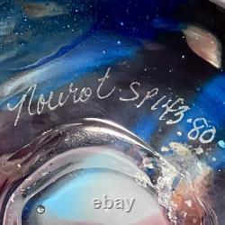 Vintage MICHAEL NOUROT 1980 Art Glass Vase / 11.25 INCHES / Rare STRIPES & SPOTS