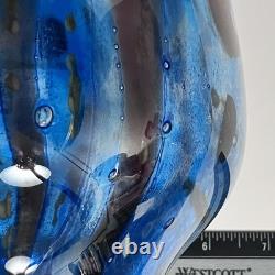 Vintage MICHAEL NOUROT 1980 Art Glass Vase / 11.25 INCHES / Rare STRIPES & SPOTS