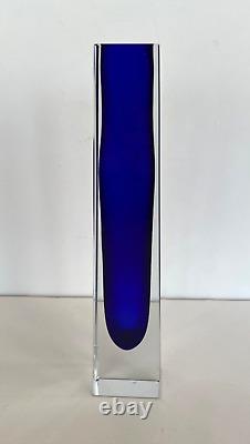 Vintage MURANO Cobalt Blue Sommerso Faceted Glass Vase Bud Vase Modern Italy