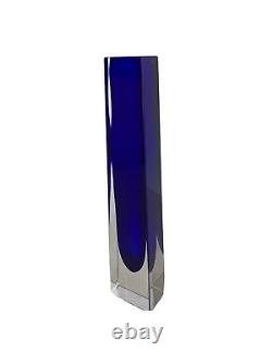 Vintage MURANO Cobalt Blue Sommerso Faceted Glass Vase Bud Vase Modern Italy