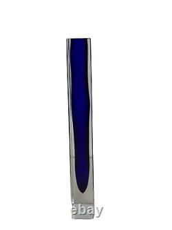 Vintage MURANO Cobalt Blue Sommerso Faceted Glass Vase Bud Vase Modern Italy