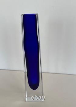 Vintage MURANO Cobalt Blue Sommerso Faceted Glass Vase Bud Vase Modern Italy