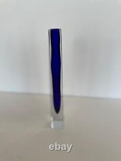 Vintage MURANO Cobalt Blue Sommerso Faceted Glass Vase Bud Vase Modern Italy