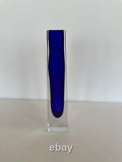 Vintage MURANO Cobalt Blue Sommerso Faceted Glass Vase Bud Vase Modern Italy
