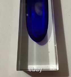 Vintage MURANO Cobalt Blue Sommerso Faceted Glass Vase Bud Vase Modern Italy