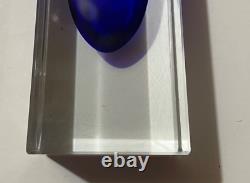 Vintage MURANO Cobalt Blue Sommerso Faceted Glass Vase Bud Vase Modern Italy