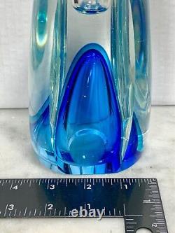 Vintage MURANO Faceted Blue Art Glass Candle holder/Vase Sommerso Flavio Poli