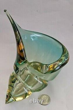 Vintage MURANO GLASS SHELL VASE BOWL ALFREDO BARBINI