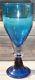 Vintage Marked Husted Blenko 11 Glass Goblet Vase Aqua Cobalt Blue Sandblasted