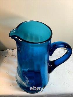 Vintage Mary Gregory Blue Fenton ART GLASS Pitcher 238