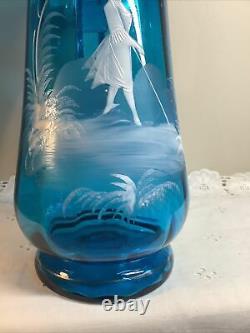 Vintage Mary Gregory Blue Fenton ART GLASS Pitcher 238