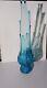 Vintage Mcm Blue Glass Vase 20 Ribbed Pedestal See Description