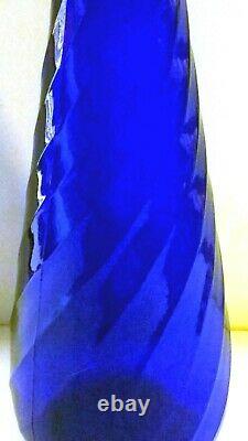 Vintage Mcm Italian Empoli Cobalt Blue Twist Genie Bottle Decanter Vase