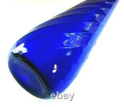 Vintage Mcm Italian Empoli Cobalt Blue Twist Genie Bottle Decanter Vase