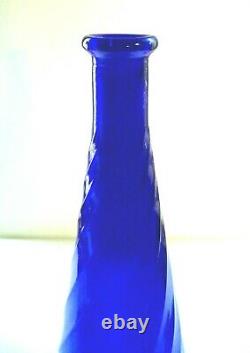 Vintage Mcm Italian Empoli Cobalt Blue Twist Genie Bottle Decanter Vase