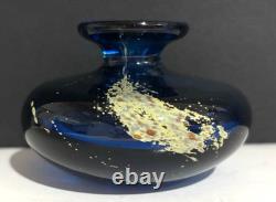 Vintage Medina Art Glass Vase cobalt blue/spatter