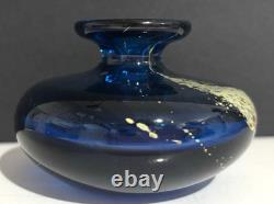 Vintage Medina Art Glass Vase cobalt blue/spatter