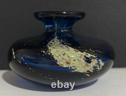 Vintage Medina Art Glass Vase cobalt blue/spatter