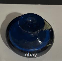 Vintage Medina Art Glass Vase cobalt blue/spatter