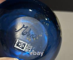 Vintage Medina Art Glass Vase cobalt blue/spatter