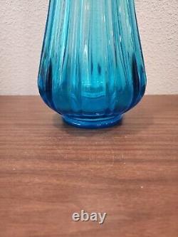 Vintage Mid Century L. E Smith Peacock Blue Swung Vase 22.5 Inch
