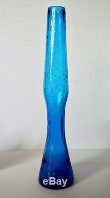 Vintage Mid Century Modern 14 1/2 BLUE BLENKO Vase Signed
