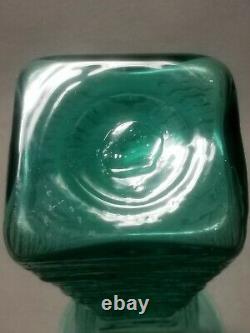 Vintage Mid Century Modern Blenko Green Art Glass Vase Wayne Husted Blown 12.75