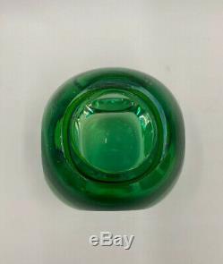 Vintage Mid Century Sommerso Murano Art Glass Faceted Vase Green Blue