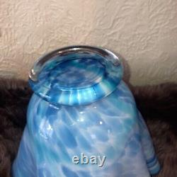 Vintage Midcentury Big Blue Handmade Blown Glass Vase