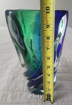 Vintage Midcentury Murano Glass Vase Cobalt Blue/Green STUNNING