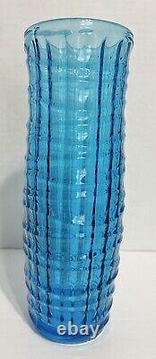 Vintage Modernist Blue Optical Vase by Jan Sylwester Drost for Zabkowice 1970's