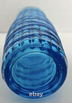 Vintage Modernist Blue Optical Vase by Jan Sylwester Drost for Zabkowice 1970's