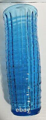 Vintage Modernist Blue Optical Vase by Jan Sylwester Drost for Zabkowice 1970's